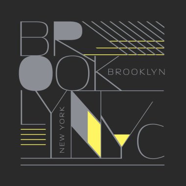 Brooklyn, New York 'lu şık pankart, vektör illüstrasyonu