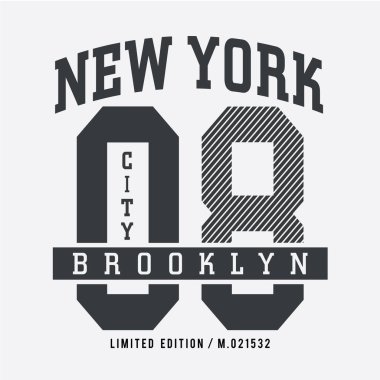 Brooklyn, New York 'lu şık pankart, vektör illüstrasyonu