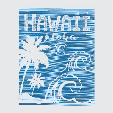 Hawaii Aloha yazısıyla şık bir pankart, vektör illüstrasyonu
