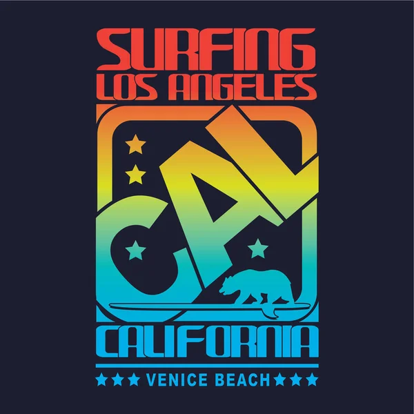 Banner Elegante Con Inscripción Surf Los Angeles California Ilustración Vectorial — Archivo Imágenes Vectoriales