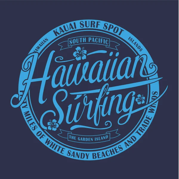 Hawaii sörf yazısıyla şık bir pankart, vektör illüstrasyonu