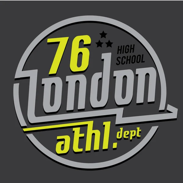 Stylish Banner High School London Athletic Inscription Vector Illustration — Stock Vector