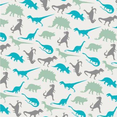 Çeşitli dinozor desenli şık pankart, vektör illüstrasyonu