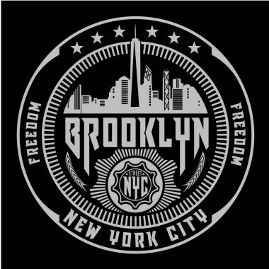 Brooklyn, New York 'lu şık pankart, vektör illüstrasyonu