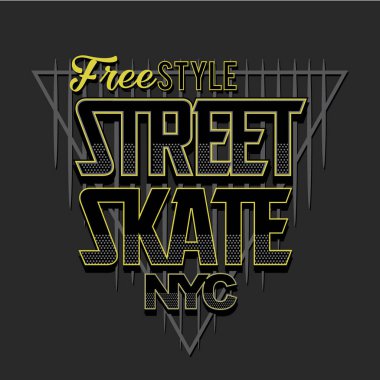 Serbest stil sokak patenli stil afişi, vektör illüstrasyonu