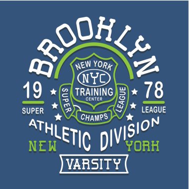 Brooklyn Atletizm Bölümü yazıtlı şık bir pankart, vektör illüstrasyonu