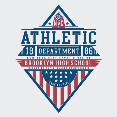 Atletizm bölümü brooklyn Lisesi yazıtları, vektör illüstrasyonlu şık bir afiş.