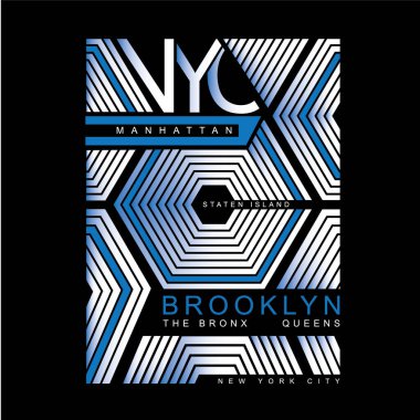 Brooklyn, New York 'lu şık pankart, vektör illüstrasyonu