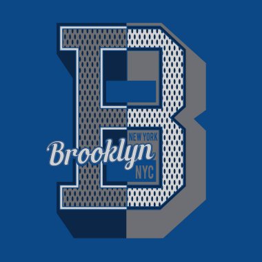 Brooklyn, New York 'lu şık pankart, vektör illüstrasyonu
