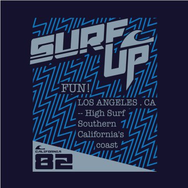 Yazılı sörf ve vektör illüstrasyonlu şık bir pankart