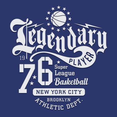 Efsanevi oyuncu New York şehri yazıtları, vektör illüstrasyonuyla şık bir pankart