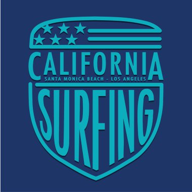 California sörf yazıları ve vektör illüstrasyonuyla şık bir pankart.