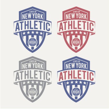 New York eyaleti atletik yazı, vektör illüstrasyonlu şık pankart
