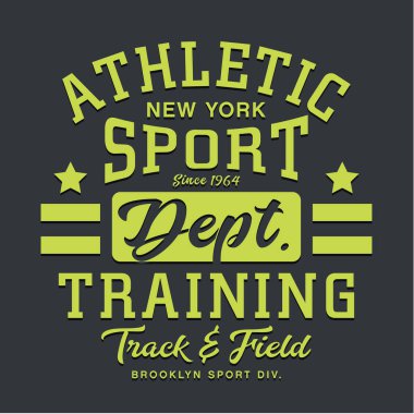 Atletik New York spor bölümü yazıtları, vektör illüstrasyonuyla şık bir pankart.
