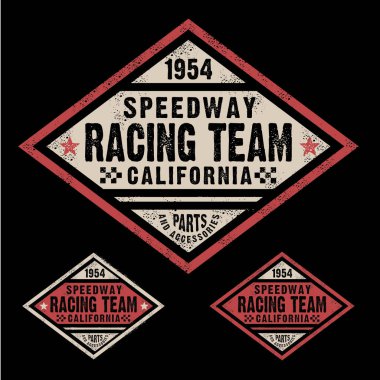 Yarış takımı California yazıtlı, vektör illüstrasyonlu şık bir afiş.