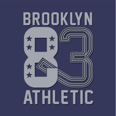Brooklyn 83 atletik, New York şehri, vektör illüstrasyonlu şık bir pankart.
