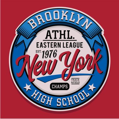 New York şehir işaretli şık pankart, vektör illüstrasyonu