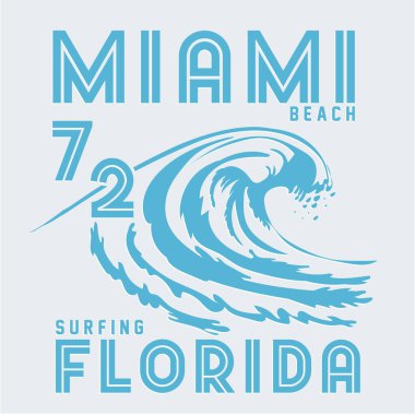 Miami Florida sörf yazılarıyla şık bir pankart, vektör illüstrasyonu