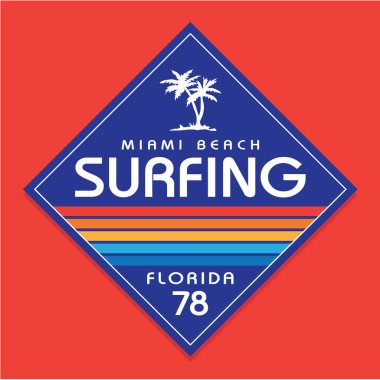 şık Kaliforniya sörf afişi, vektör illüstrasyonu