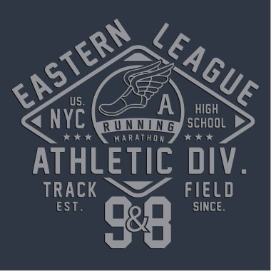 Doğu ligi atletizm bölümü yazılarıyla şık bir pankart, vektör illüstrasyonu