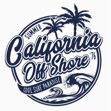 California off-shore yazı, vektör illüstrasyonlu şık bir pankart
