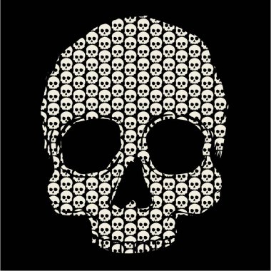 Kafatası ve vektör illüstrasyonlu şık pankart