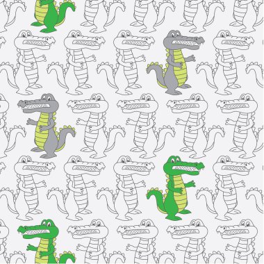 Timsahlar ve vektör illüstrasyonlu mükemmel bir desen.