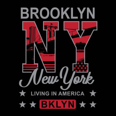 Brooklyn, New York 'lu şık pankart, vektör illüstrasyonu