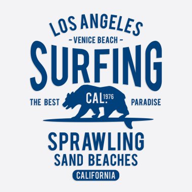 şık Kaliforniya sörf afişi, vektör illüstrasyonu