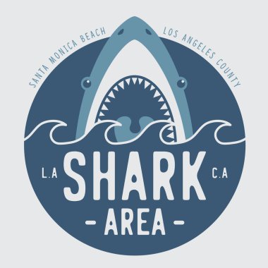 Köpekbalığı bölgesi yazısıyla şık bir afiş, vektör illüstrasyonu