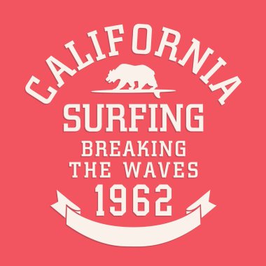 şık Kaliforniya sörf afişi, vektör illüstrasyonu