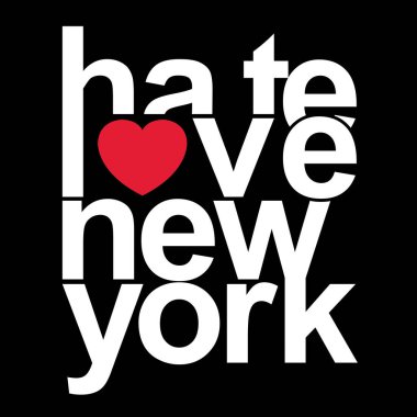 Nefret dolu şık bir pankart. New York yazıları, vektör illüstrasyonları.