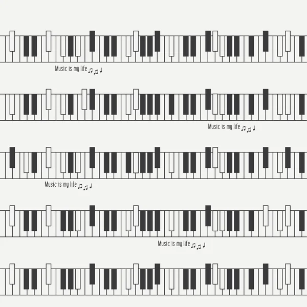 Stylish Banner Music Life Inscription Piano Keys Pattern Vector Illustration — Stock Vector