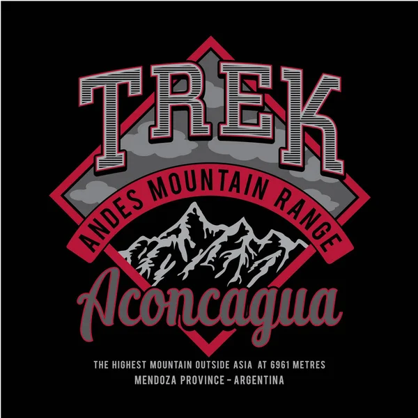 Bannière Élégante Avec Inscription Trek Aconcagua Illustration Vectorielle — Image vectorielle