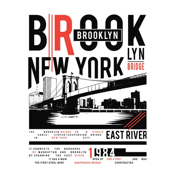 Brooklyn Köprüsü New York Şehri Vektör Illüstrasyonlu Şık Pankart — Stok Vektör
