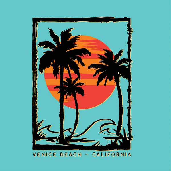 Banner Elegante Com Veneza Praia Califórnia Inscrição Ilustração Vetorial —  Vetores de Stock