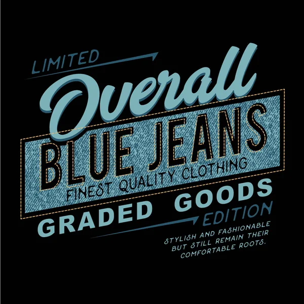Bandeira Elegante Com Inscrição Jeans Azul Geral Ilustração Vetorial — Vetor de Stock