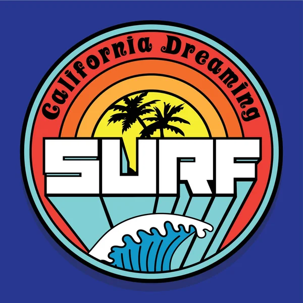 Stijlvolle Banner Met California Dreaming Surf Inscriptie Vector Illustratie — Stockvector