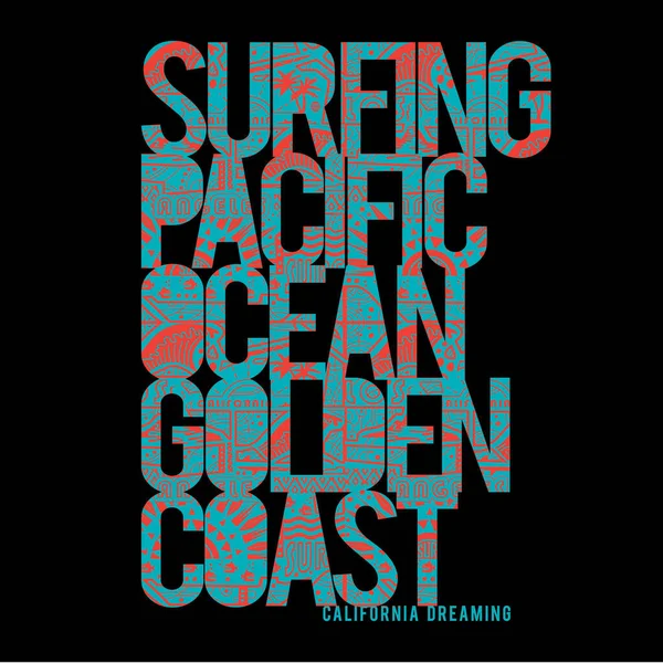Banner Elegante Con Inscripción Pacifica Mar Oro Ilustración Vectorial — Vector de stock