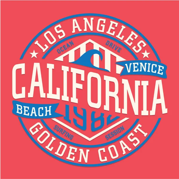 Stylish Banner Los Angeles California Golden Coast Inscription Vector Illustration — 스톡 벡터