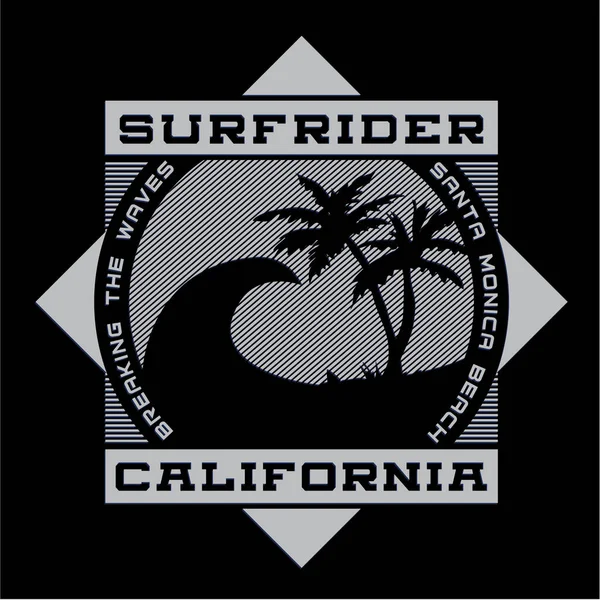 Banner Surf California Con Estilo Ilustración Vectorial — Vector de stock