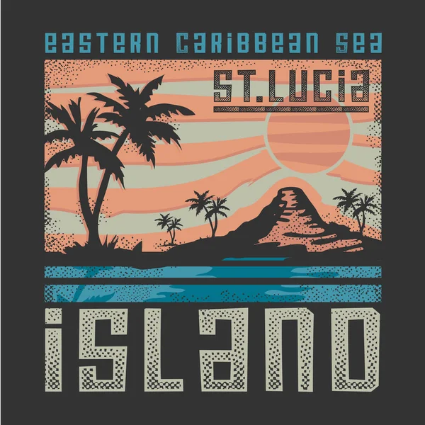 Bannière Élégante Avec Inscription Mer Île Des Caraïbes Orientales Illustration — Image vectorielle