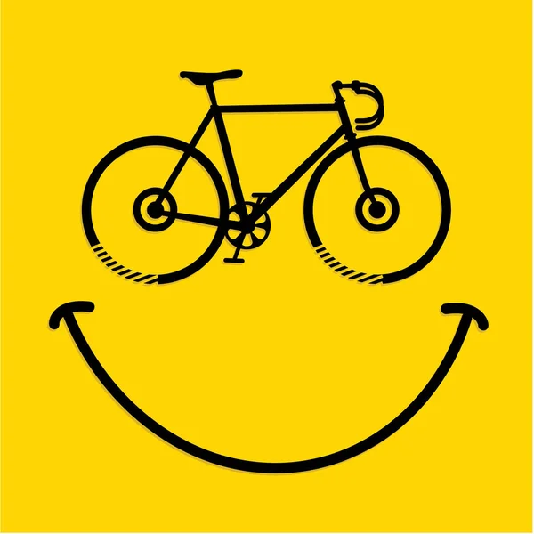 带微笑的时髦横幅 用自行车代替眼睛 矢量插图 — 图库矢量图片