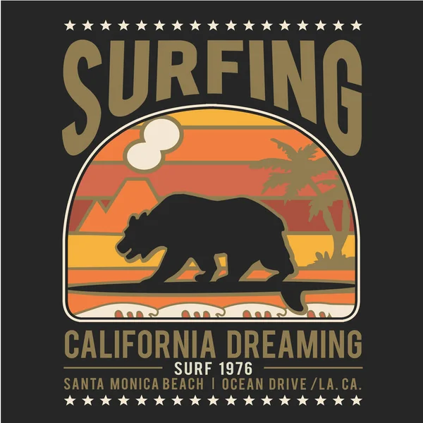 Banner Surf California Con Estilo Ilustración Vectorial — Vector de stock