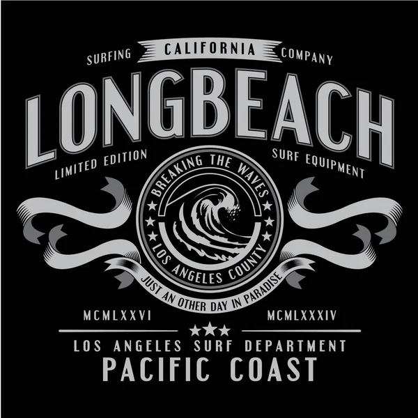 Stijlvolle Banner Met California Longbeach Inscriptie Vector Illustratie — Stockvector