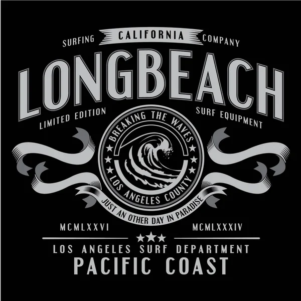 Kaliforniya Longbeach yazıtlı şık bir pankart, vektör illüstrasyonu