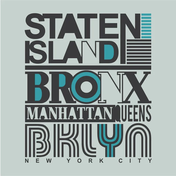 Snygg Banner Med New York Stadsdelar Inskription Vektor Illustration — Stock vektor