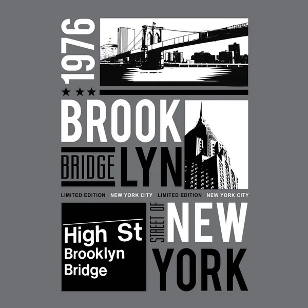 Stylish Banner Brooklyn New York City Vector Illustration — Stock Vector