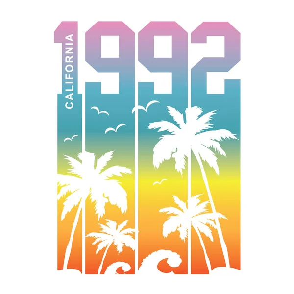 1992 California yazıtlı şık bir afiş, vektör illüstrasyonu