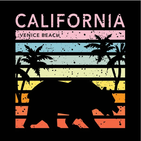 California Venice Beach yazıtlı şık bir afiş, vektör illüstrasyonu
